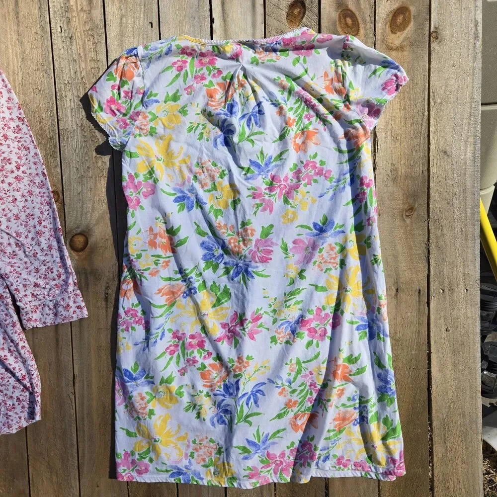 LOT of 2 Lauren Ralph Lauren Womens Nightgown Sleep Shirt Floral Large Cotton - Picture 8 of 14